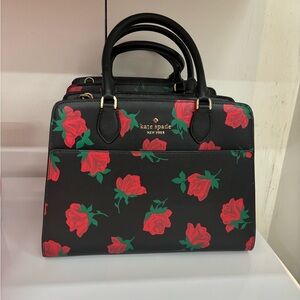 Kate Spade Madison Rose Print Satchel Crossbody Bag Purse